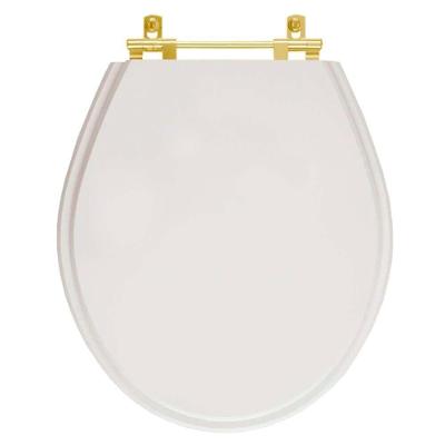 Tampa De Vaso Poliéster Carina Branco Para Bacia Ideal Standard Com Ferragem Dourada