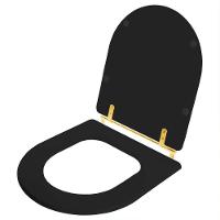 Tampa De Vaso Poliéster Calypso Preto Para Bacia Incepa Com Ferragem Dourada - 2