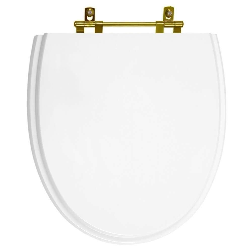 Tampa De Vaso Poliéster Eros Branco Para Bacia Incepa Com Ferragem Dourada - 1