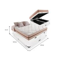 Cama Box Baú King Tecido Sintético Branco Com Colchão Pillow Angel - Bello Box - Molas Ensacadas - 2