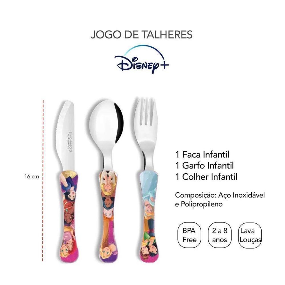 Kit Refeição Infantil Princesas Disney 6 Peças Prato, Tigela, Copo E Talheres - Tuut - 6