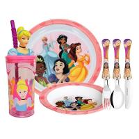 Kit Refeição Infantil Princesas Disney 6 Peças Prato, Tigela, Copo E Talheres - Tuut - 1