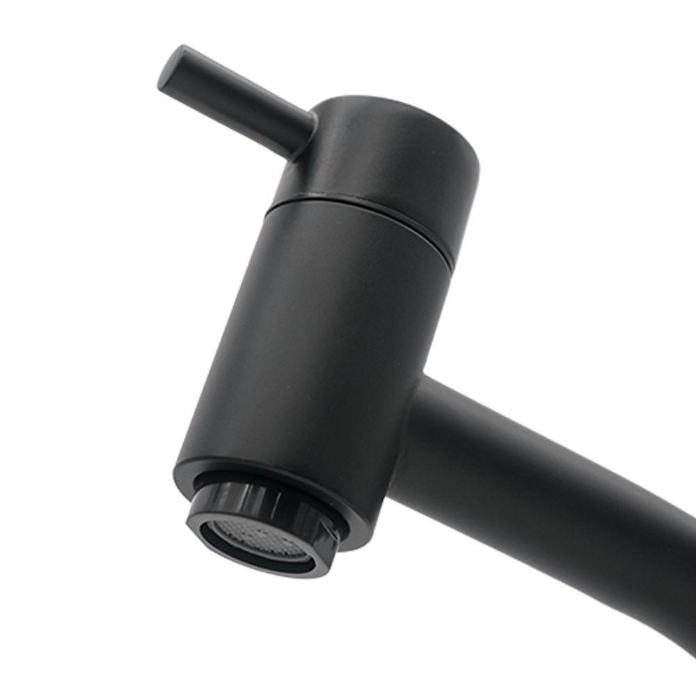 Torneira Pia Lavatório Mesa Bica Alta Preto Fosco 1/4v Luxo - 7