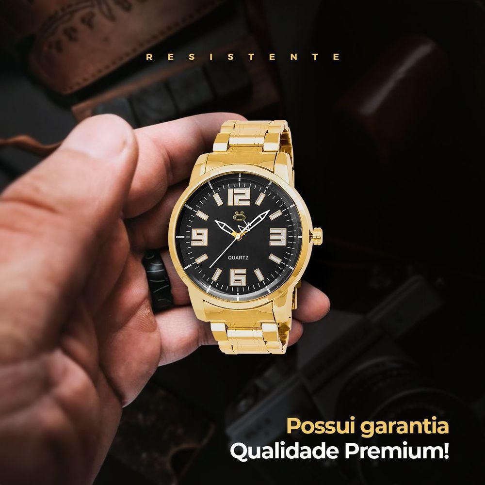 Relogio Masculino Aço Inox Prata + Cordao + Pulseira Mostrador Preto Inoxidável Qualidade Premium - 6