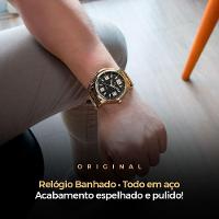 Relogio Masculino Aço Inox Prata + Cordao + Pulseira Mostrador Preto Inoxidável Qualidade Premium - 5