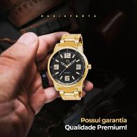 Relogio Masculino Aço Inox Prata + Cordao + Pulseira Mostrador Preto Inoxidável Qualidade Premium - 6