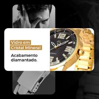 Relogio Masculino Aço Inox Prata + Cordao + Pulseira Mostrador Preto Inoxidável Qualidade Premium - 7