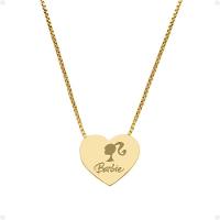 Pingente Coração Barbie + Caixa + Colar Feminino Dourado Aço - 6