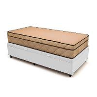Cama Box Baú Solteiro 88 Tecido Sintético Branco Com Colchão Polônia Bello Box - D28 66x88x188 - 1