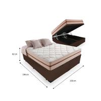 Cama Box Baú Queen Tecido Sintético Marrom Com Colchão Pillow Angel - Bello Box - Molas Ensacadas 62x158x198 - 2