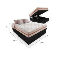 Cama Box Baú Queen Tecido Sintético Preto Com Colchão Pillow Angel - Bello Box - Molas Ensacadas 62x158x198 - 2