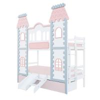 Beliche Castelo Encantado 02 Gavetas Rosa Kit Escada/escorregador - Madeira Maciça Branco/cinza/rosa Housin