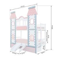 Beliche Castelo Encantado 02 Gavetas Rosa Kit Escada/escorregador - Madeira Maciça Branco/cinza/rosa Housin - 5