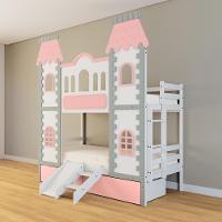 Beliche Castelo Encantado 02 Gavetas Rosa Kit Escada/escorregador - Madeira Maciça Branco/cinza/rosa Housin - 7