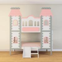Beliche Castelo Encantado Com Kit Escada/escorregador - Madeira Maciça Branco/cinza/rosa Housin - 1