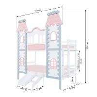 Beliche Castelo Encantado Com Kit Escada/escorregador - Madeira Maciça Branco/cinza/rosa Housin - 5