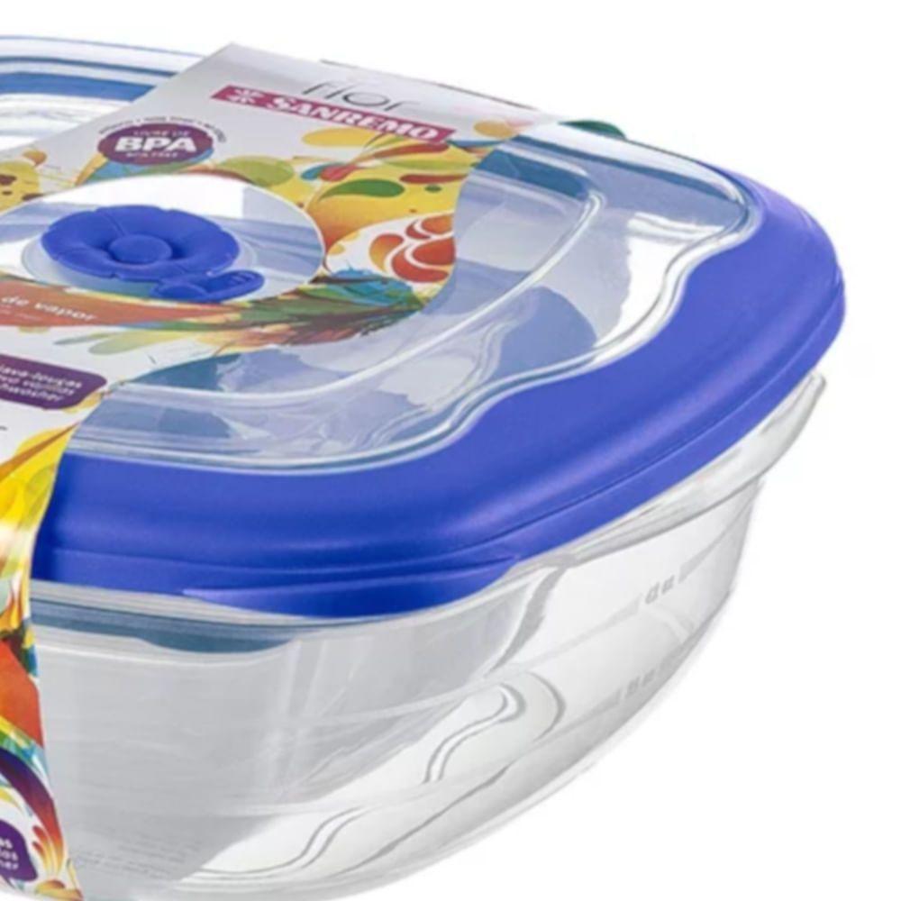 Conjunto De 3 Potes Plásticos Quadrados Azul - 712-5c - Sanremo - 3