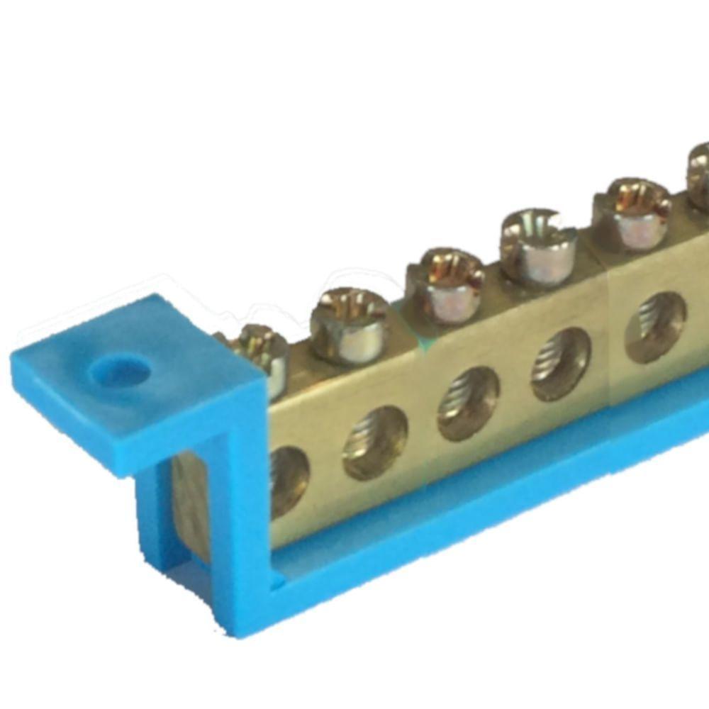 Barramento Neutro 8 Terminais Azul Fixo 89mm - Sbn8 - Steck - 2