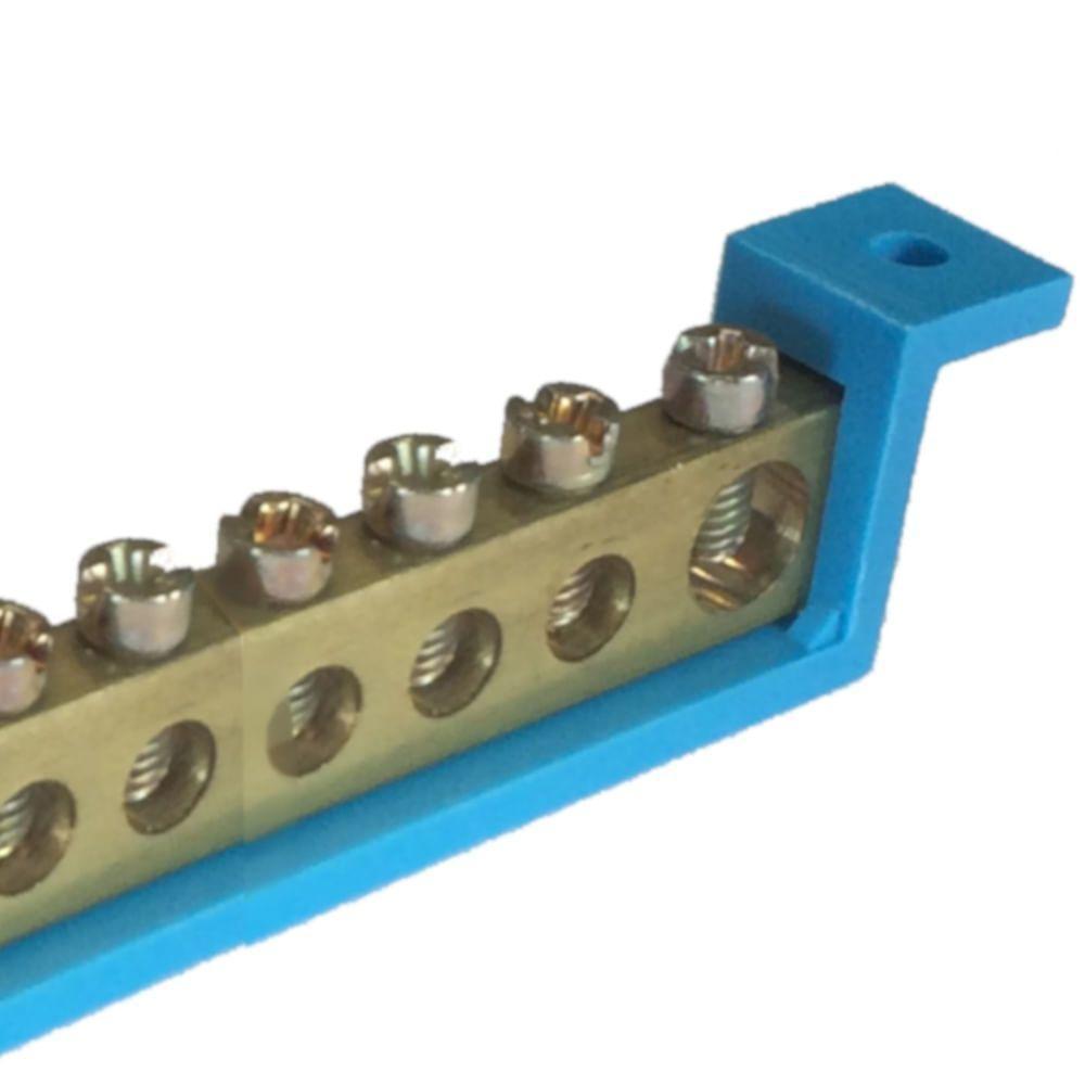 Barramento Neutro 8 Terminais Azul Fixo 89mm - Sbn8 - Steck - 3