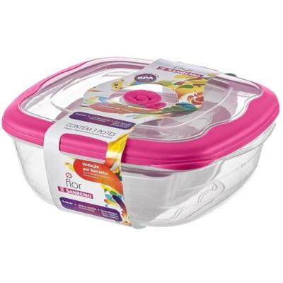 Conjunto De 3 Potes Plásticos Quadrados Vermelho - 712-57c - Sanremo