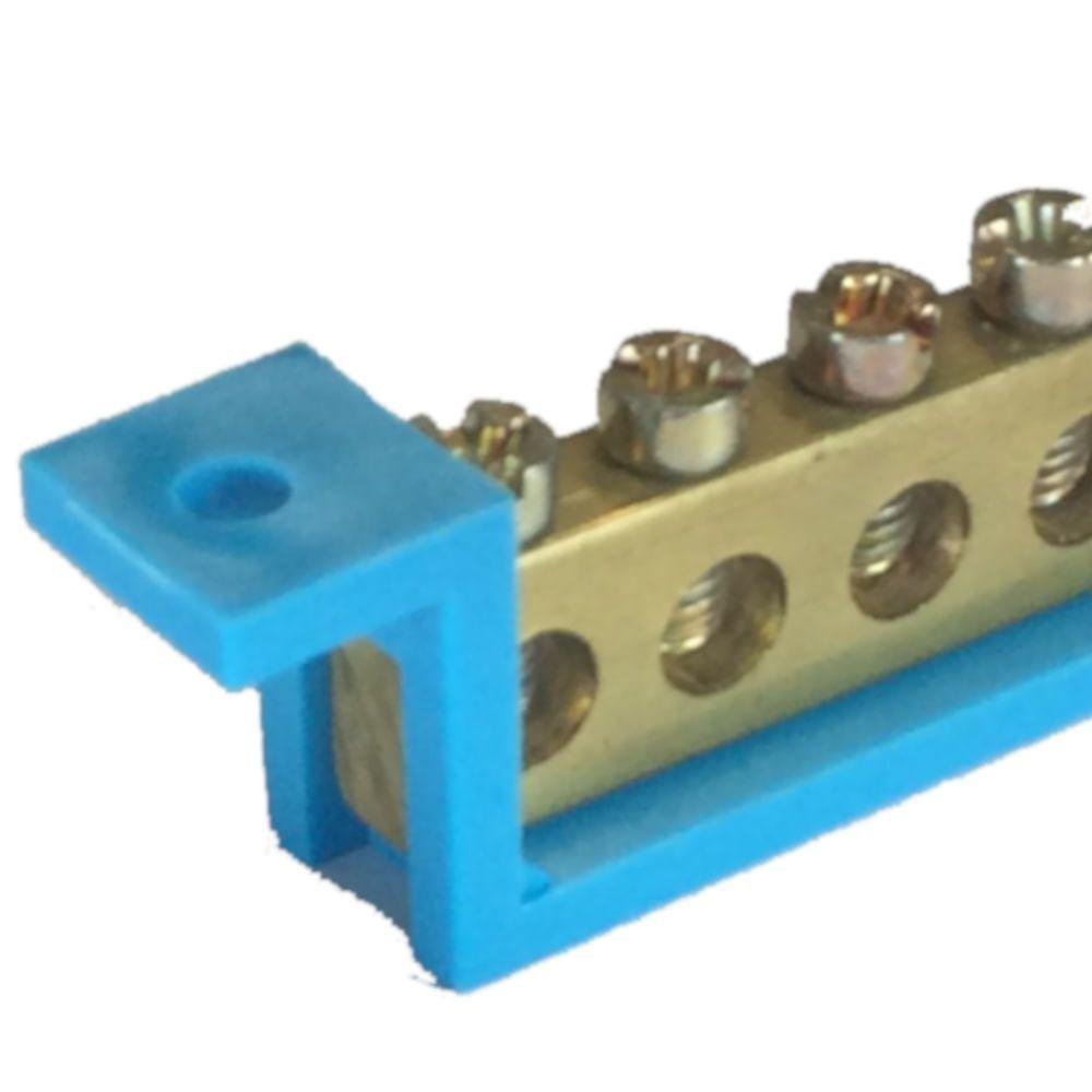 Barramento Neutro 6 Terminais Azul Fixo 70mm - Sbn6 - Steck - 2