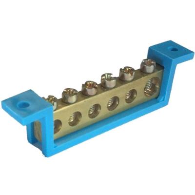 Barramento Neutro 6 Terminais Azul Fixo 70mm - Sbn6 - Steck