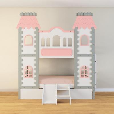 Treliche Castelo Encantado Com Kit Escada/escorregador - Madeira Maciça Branco/cinza/rosa Housin