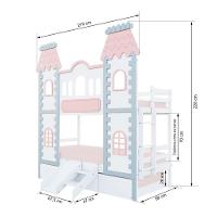 Treliche Castelo Encantado Com Kit Escada/escorregador - Madeira Maciça Branco/cinza/rosa Housin