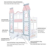 Treliche Castelo Encantado Com Kit Escada/escorregador - Madeira Maciça Branco/cinza/rosa Housin - 5