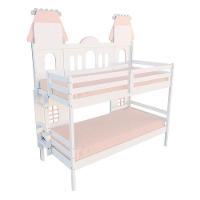 Treliche Castelo Encantado Com Kit Escada/escorregador - Madeira Maciça Branco/cinza/rosa Housin - 7