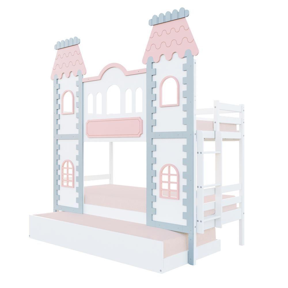 Treliche Castelo Encantado - Madeira Maciça Branco/cinza/rosa Housin - 3