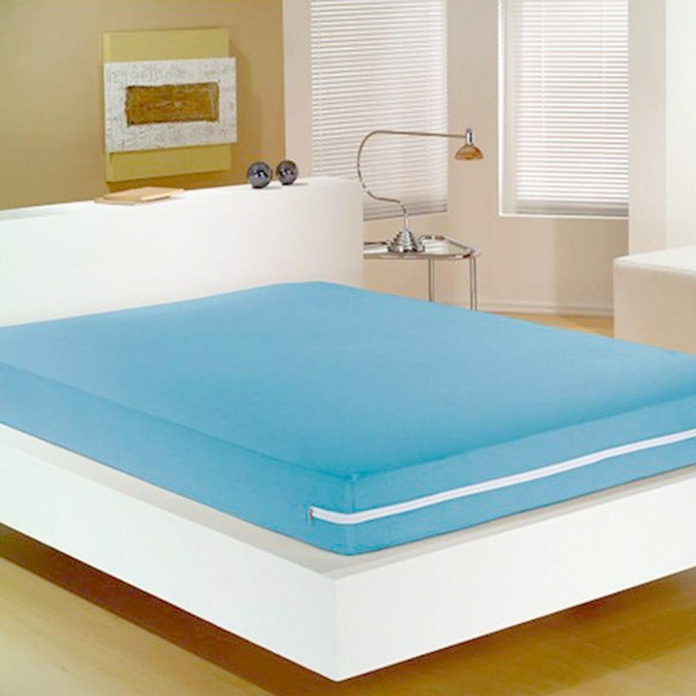 Capa Para Colchão Doce Vida Solteiro Mista C/ Zíper Azul - 1