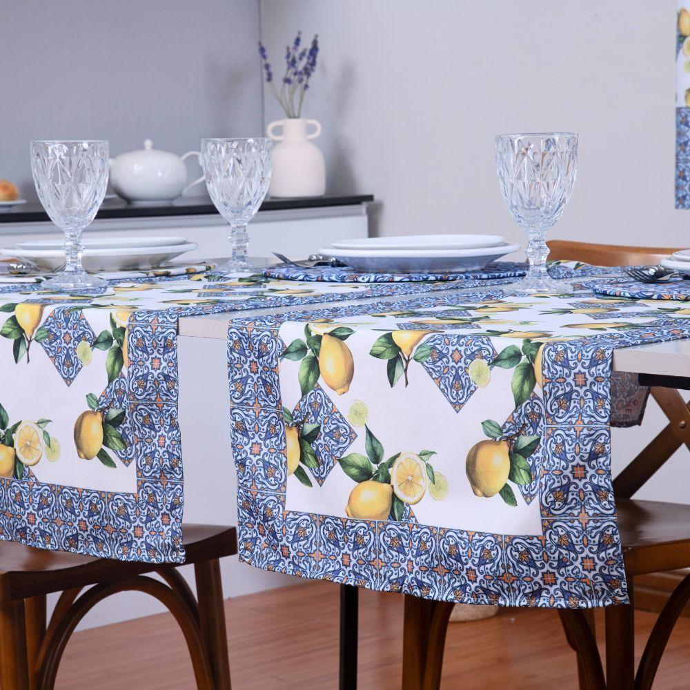 Caminho De Mesa Estampado Allegra 1 Peça 1,25m X 43cm 100% Poliéster - Limão - 1