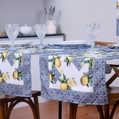 Caminho De Mesa Estampado Allegra 1 Peça 1,25m X 43cm 100% Poliéster - Limão