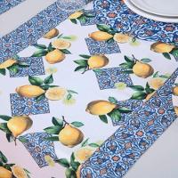 Caminho De Mesa Estampado Allegra 1 Peça 1,25m X 43cm 100% Poliéster - Limão - 5