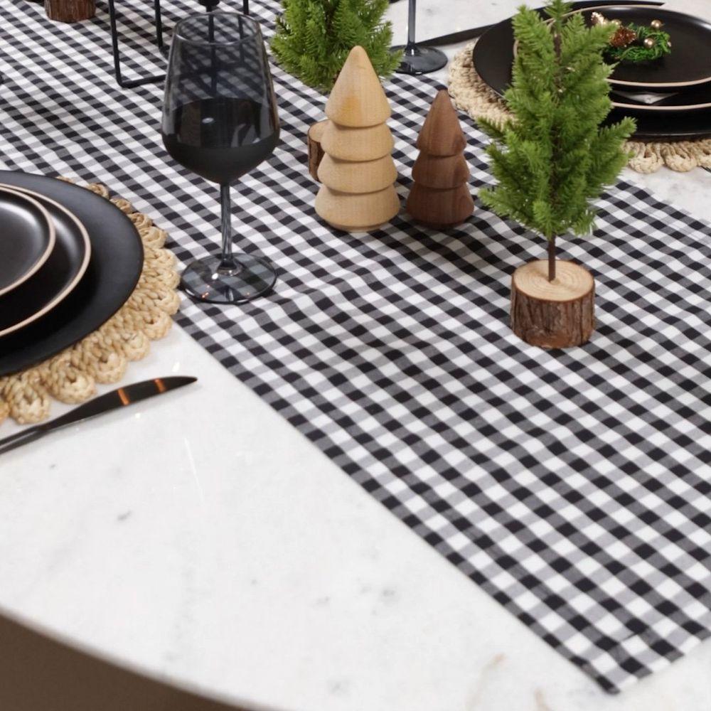 Caminho De Mesa Copa E Cia Xadrez Xadrez Preto E Branco - 3