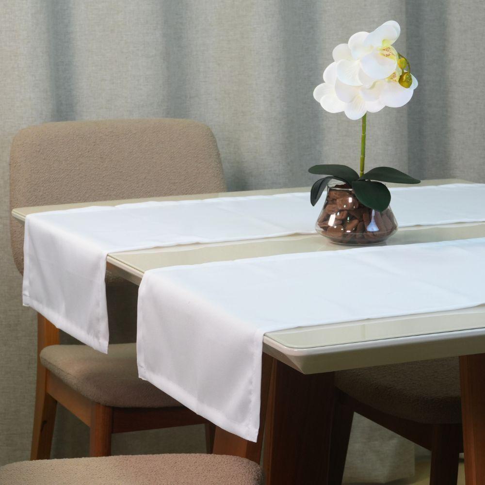 Caminho De Mesa Basic 1 Peça 1,30m X 40cm Tecido Oxford 100% Poliéster - Branco - 2
