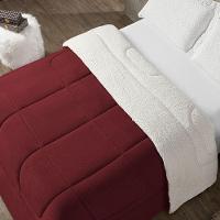 Coberdrom Cobertor Solteiro 1 Peça Maya Manta Soft E Sherpa De Carneiro 100% Poliéster - Vermelho - 1