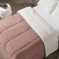 Coberdrom Cobertor Queen 1 Peça Maya Manta Soft E Sherpa De Carneiro 100% Poliéster - Rosê - 2