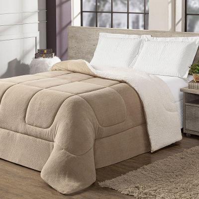 Coberdrom Cobertor Queen 1 Peça Maya Manta Soft E Sherpa De Carneiro 100% Poliéster - Bege