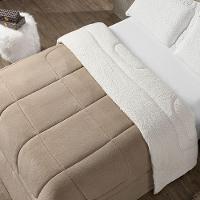 Coberdrom Cobertor Queen 1 Peça Maya Manta Soft E Sherpa De Carneiro 100% Poliéster - Bege - 2