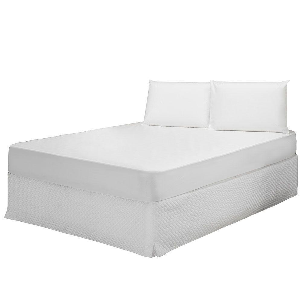 Capa Protetora De Colchão Impermeável Casal Padrão Com Elástico Branco - 1