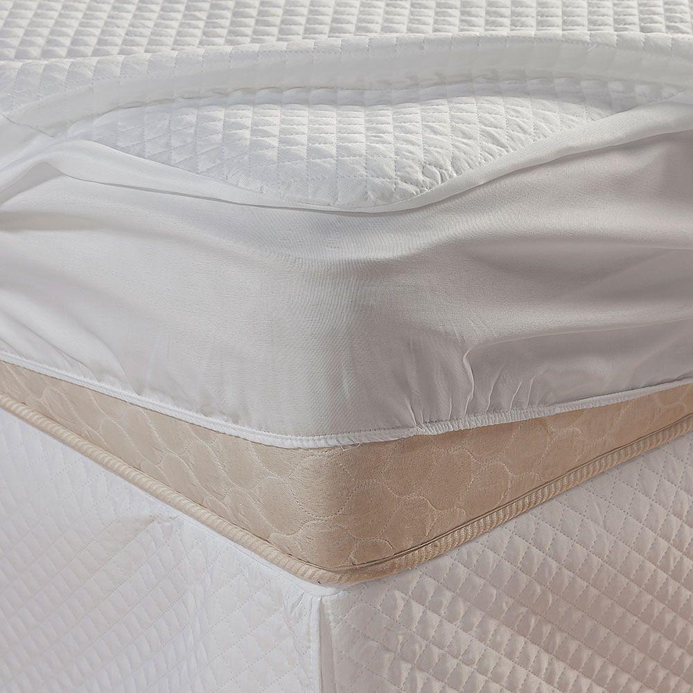 Capa Protetora De Colchão Impermeável Casal Padrão Matelado Com Elástico Branco - 4