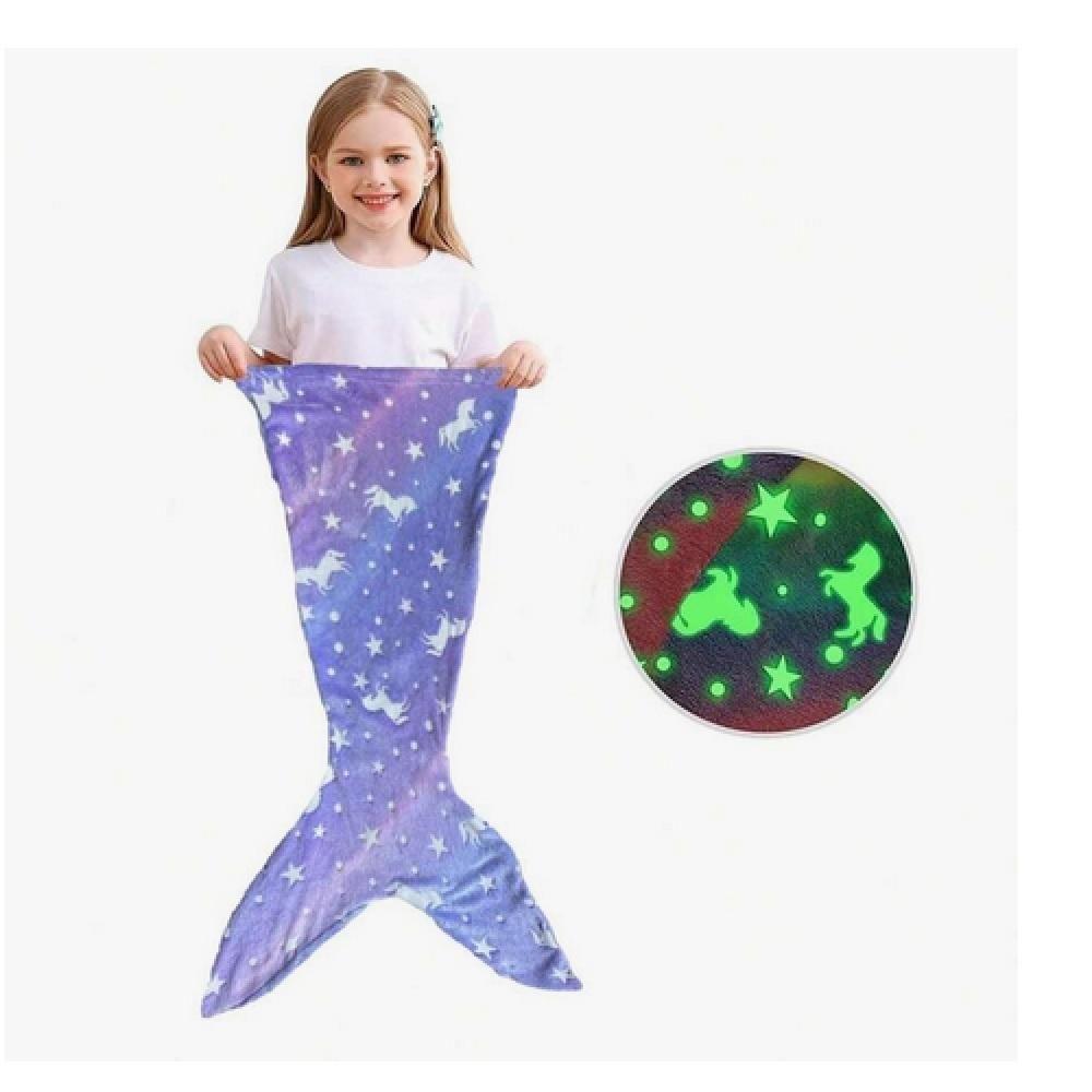 Cobertor Infantil Calda De Sereia Iluminada Coberta Criança Saco De Dormir Manta Brilha No Escuro Divertido Menina - 2