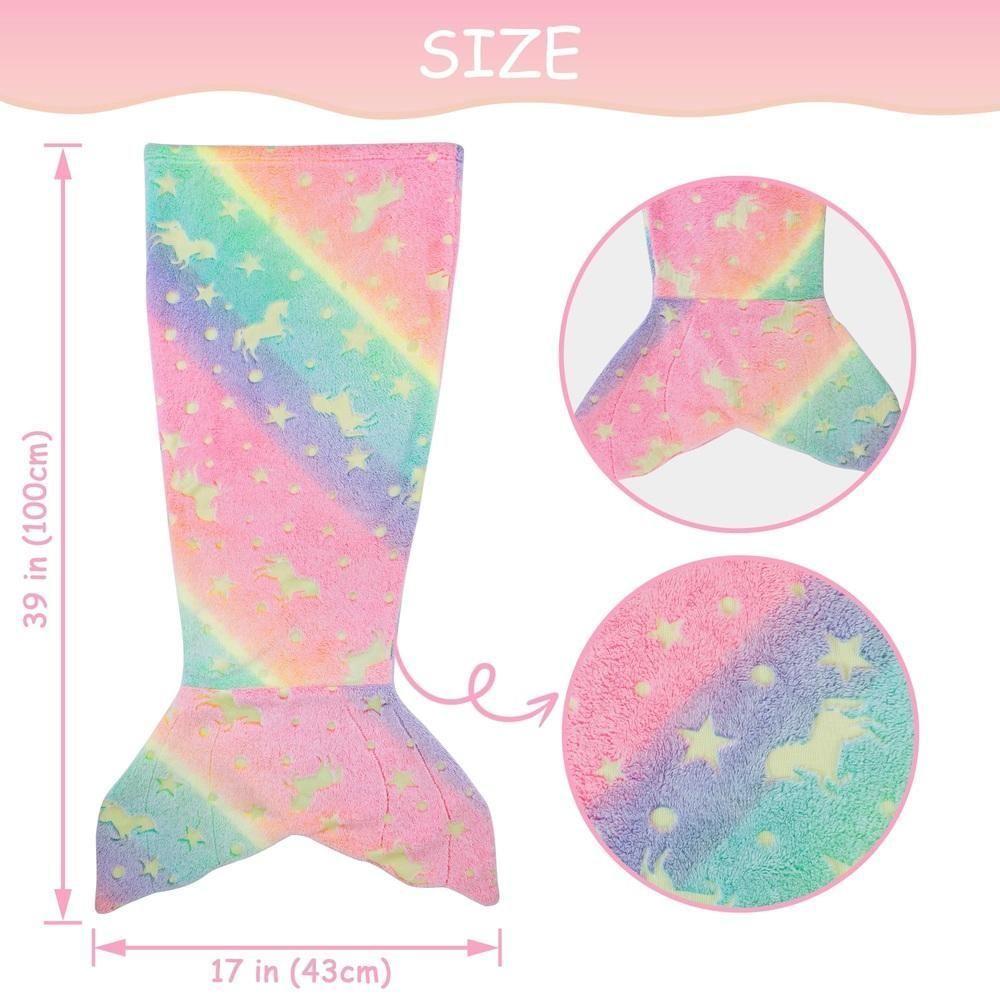 Cobertor Infantil Calda De Sereia Iluminada Coberta Criança Saco De Dormir Manta Brilha No Escuro Divertido Menina - 9