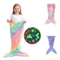 Cobertor Infantil Calda De Sereia Iluminada Coberta Criança Saco De Dormir Manta Brilha No Escuro Divertido Menina - 1