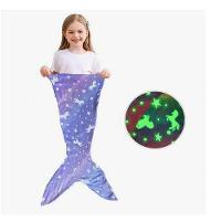 Cobertor Infantil Calda De Sereia Iluminada Coberta Criança Saco De Dormir Manta Brilha No Escuro Divertido Menina - 2