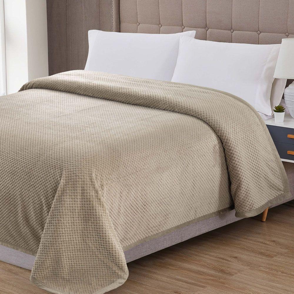 Cobertor Casa Scarpa Poppy Queen Manta Ultrasoft Alto Relevo Super Macia - Bege - 2