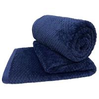 Cobertor Casa Scarpa Poppy Queen Manta Ultrasoft Alto Relevo Super Macia - Azul Marinho - 1