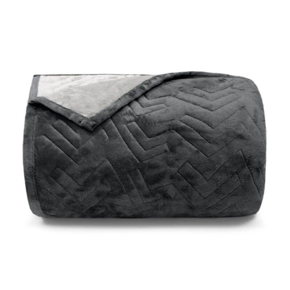 Cobertor Buettner Queen Flannel Plush 100% Poliéster Dupla Face 240mx260m Metal Escuro / Metal Claro - 1